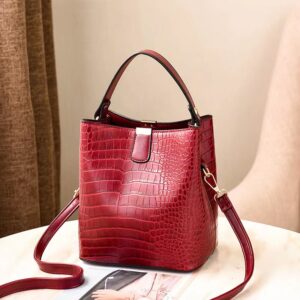 Red bucket bag