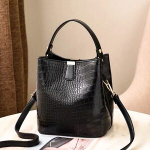 Black bucket bag